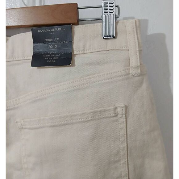 Banana republic womens 30/10 hi waist wide leg cream beige pants - Picture 6 of 6